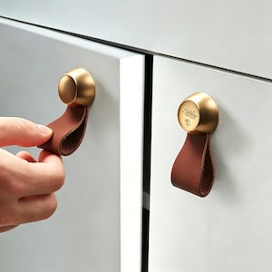 Personalisierte Echt Leder Schrank Knäufe Funky Schubladengriffe Dresser Griffe Laser Gravur Schrank Knauf