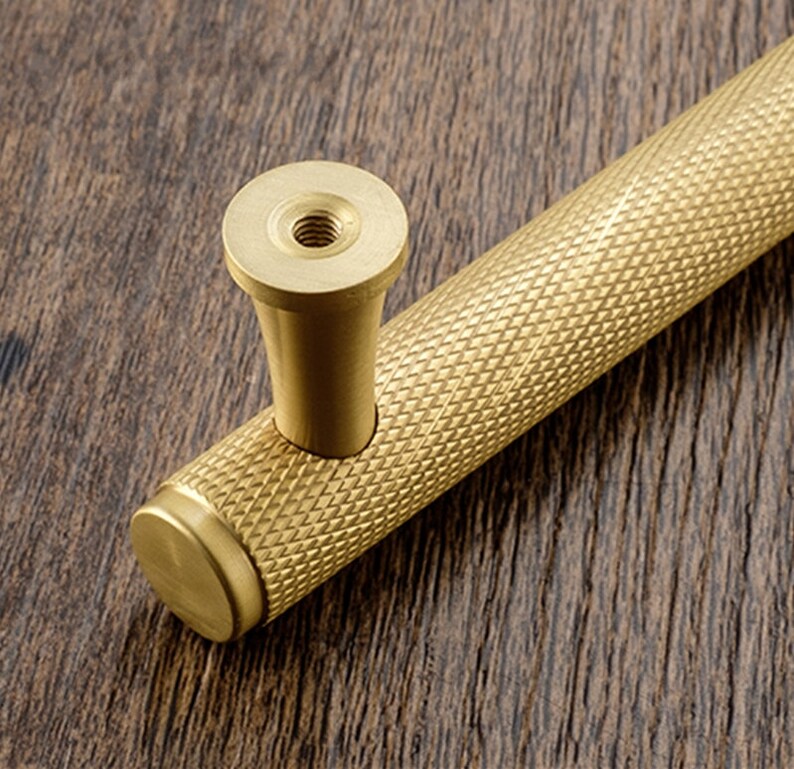 Brass Door Handles Cupboard Knurled T Bar Handle Drawer Pulls Knobs