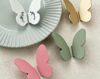 Tiradores de armario con forma de mariposa personalizados, tiradores de cajón originales, manijas de muebles de un solo orificio, herrajes para armarios y cómodas infantiles, pomos decorativos para guarderías.
