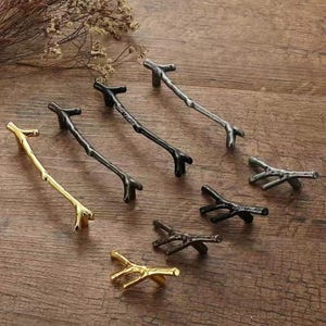 Funky boomtak ladeknoppen, unieke vintage kastgrepen, zwart goud zilver meubelbeslag voor kledingkasten en kasten