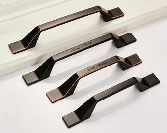 Tiradores de cajón negros y originales, herrajes únicos para armarios, pomos para puertas de cómodas, tiradores de muebles personalizados.