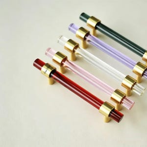 Engravable Brass Base funky drawer pulls Clear Acrylic cabinet pull Crystal dresser Knobs wardrobe door handles personalized home decor