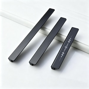 Matte Black Cabinet handles Funky drawer pulls Furniture Hardware Cabinet pulls Unique Wardrobe Door handles Engravable patterns