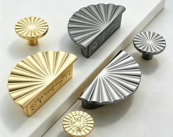 Tiradores y pomos semicirculares personalizados para cajones, herrajes dorados para armarios, grabado láser, tiradores únicos y originales para armarios, cómodas y roperos.