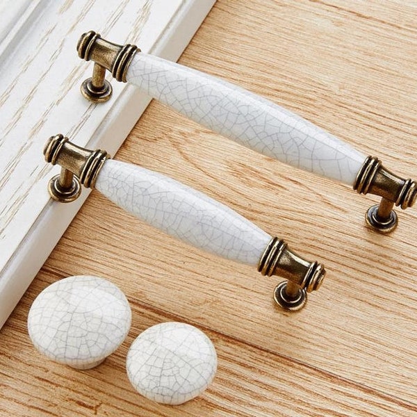 3.75" 5" ceramic modern door knobs kitchen pulls handles Cupboard Cabinet Handle Pull dresser knobs closet door knobs furniture diy 96 128mm