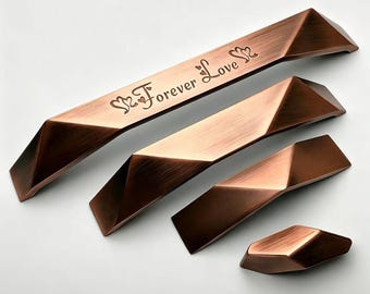 Tiradores de armario de cobre cepillado, tiradores de cajón originales, herrajes para muebles, tiradores de armario, tiradores de puerta de armario únicos, decoración del hogar personalizada
