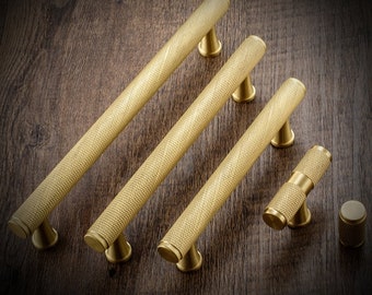 Brass Door Handles Cupboard Knurled T Bar Handle Drawer Pulls Knobs Cabinet Handle  Dresser Knobs Closet  Wardrobe Handles  Kitchen Pulls