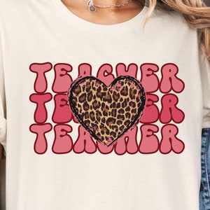 Leopard Heart Teacher T-Shirt, Bella Canvas, Back to School