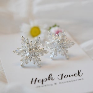 Snowflake Zirconium Silver Earrings for Women