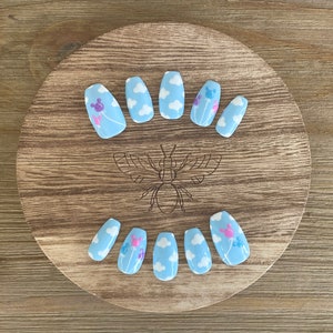 Disney Parks Mickey Balloons and Clouds Sky Press On Nails