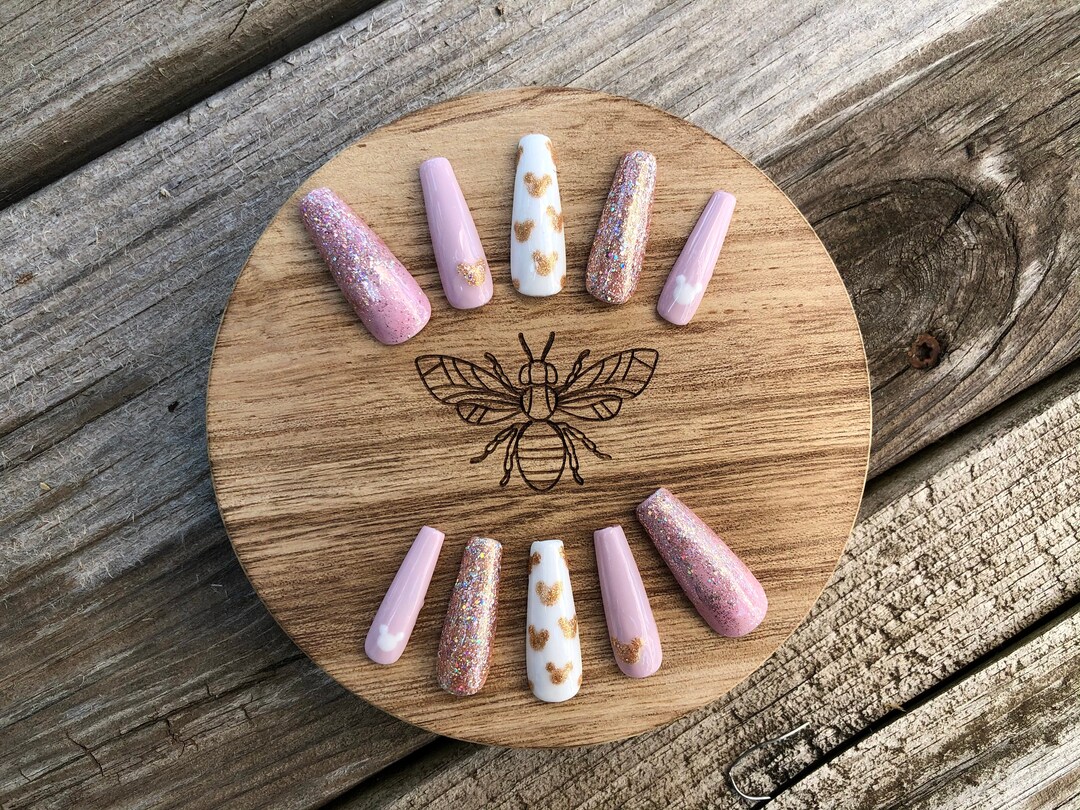 Disney Minnie Mouse Rose Gold Glitter Press on Nails - Etsy