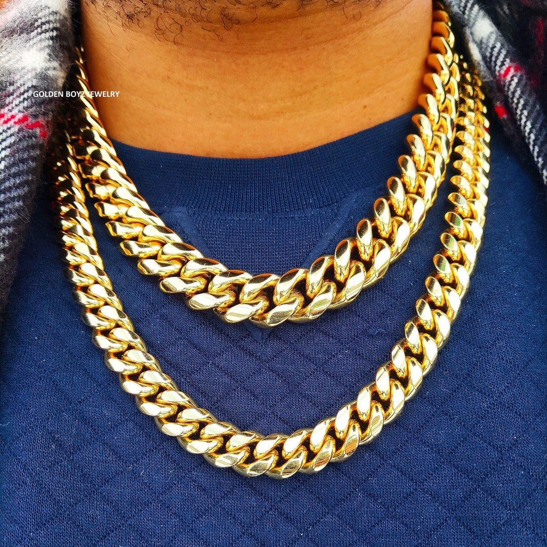 18k Gold Cuban Link Chain, Miami Cuban Curb Chain, Gold Necklace, Gold
