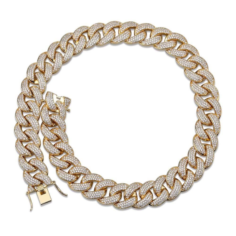 18K Gold Diamond Cuban Link Chain Cuban 