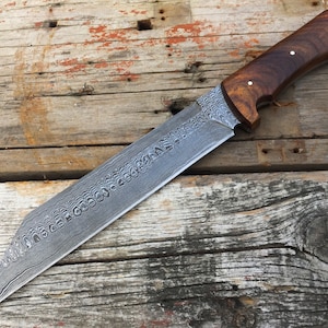 Personalized Custom Handmade | Damascus Steel Huntsman Viking Medieval Seax | Hunting Knife | Bowie Knife | Birthday Gift, Anniversary Gift