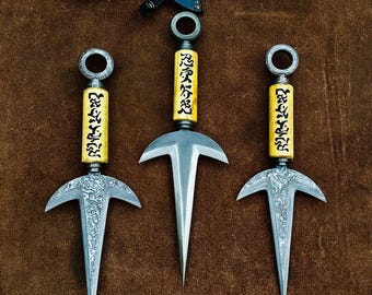 Handmade Minato Kunai Replica | Damascus Steel Anime-Inspired Kunai, Fully Functional