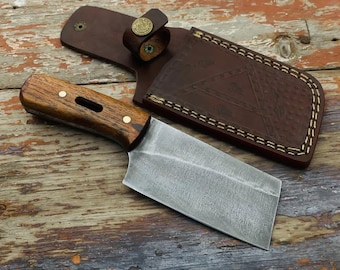 Custom Handmade 5160 Spring Steel Antiqued Mini Cleaver, Skinner, EDC5