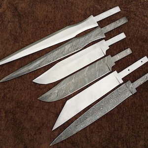 Lot Of 6 Custom Handmade | Damascus Steel Blank Blades | Knife Making Supplies | 007