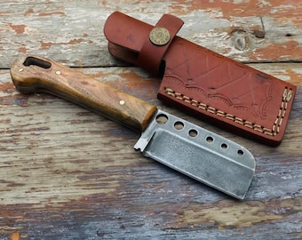 Custom Handmade 5160 Spring Steel Antiqued Mini Cleaver, Skinner, EDC8