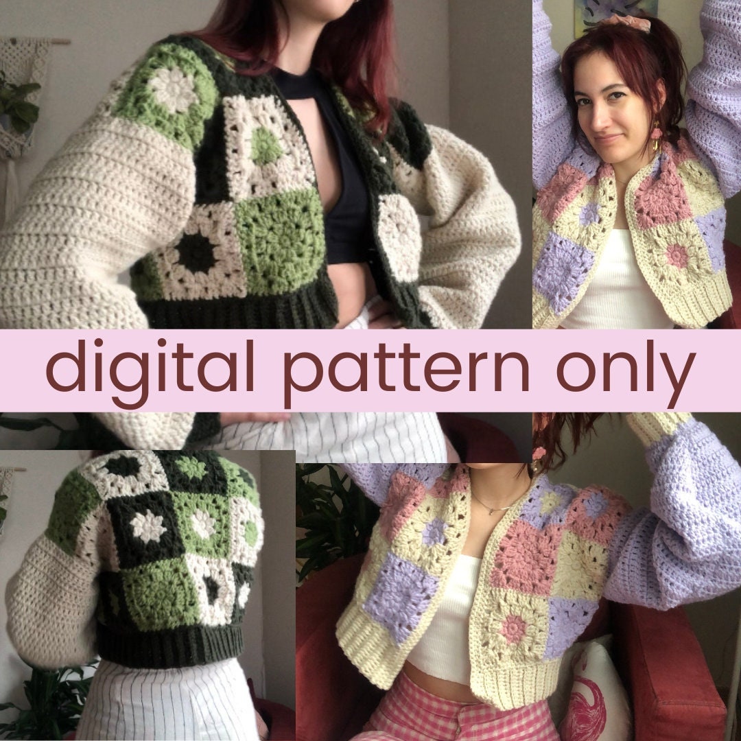 Pattern Flower Patchwork Cardigan Crochet Pattern Etsy