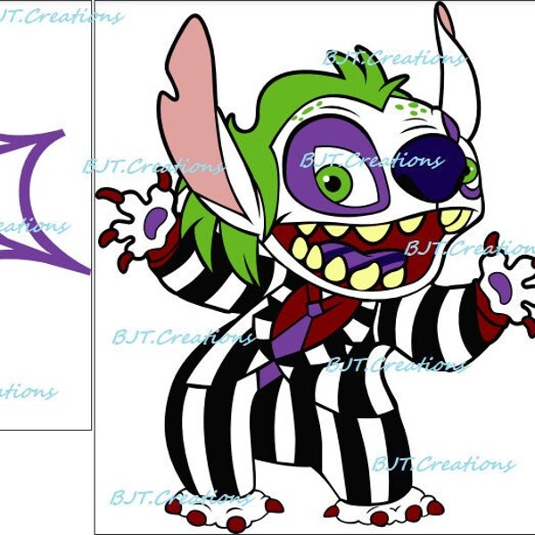 Beetlejuice STITCH. Stitch in Costume SVG, Png, Eps, Dxf, and Pdf template