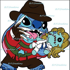 FREDDY Krueger STITCH. Stitch in Costume SVG, Png, Eps, Dxf, and Pdf template