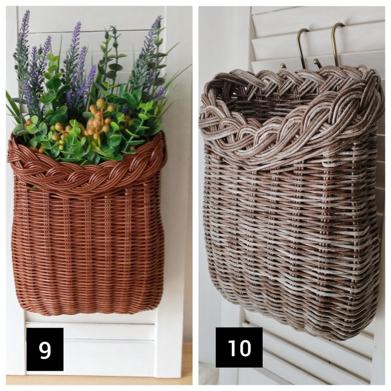 Wicker vase for flowers. Basket for artificial or dried flowers. Decorative jug for home decoration. image 10