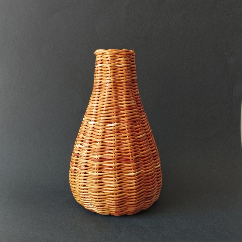 Wicker vase for flowers. Basket for artificial or dried flowers. Decorative jug for home decoration. 2