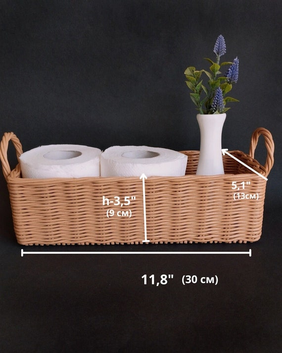 Storage Toilet Paper Toilet Paper Basket Spare Roll Holder Toilet Paper  Basket With Handle, Wicker Bathroom Basket Toilet Paper Holder 