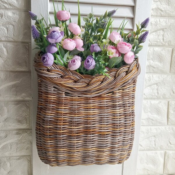 Wicker Flower Basket Etsy