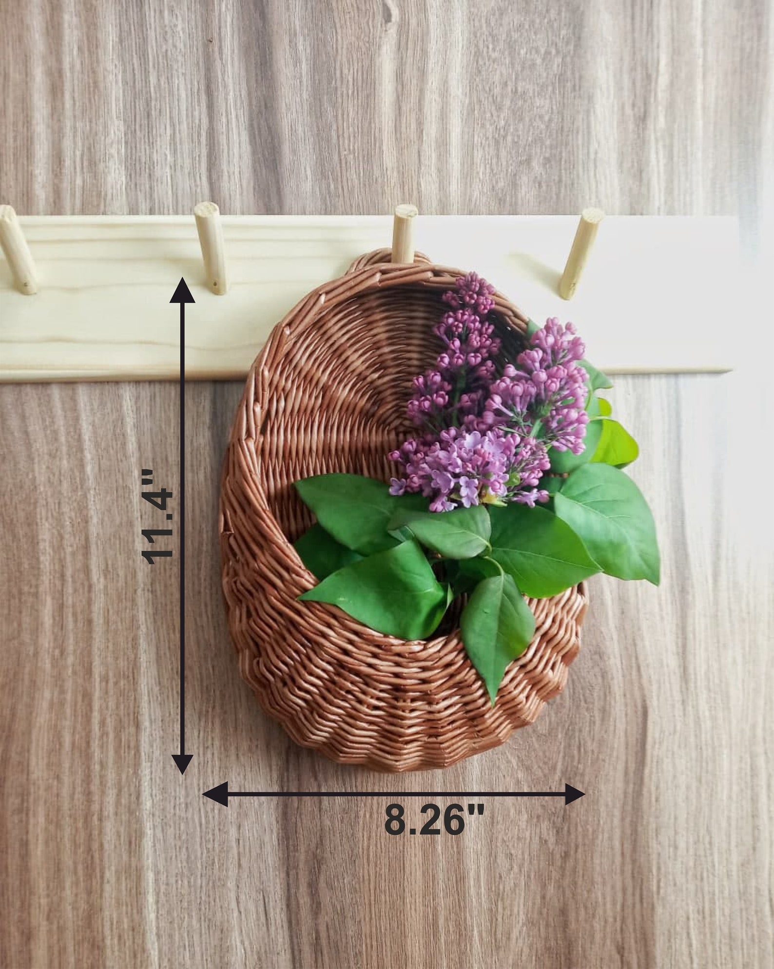 A small wicker hanging basket with a flat back wall can be Etsy