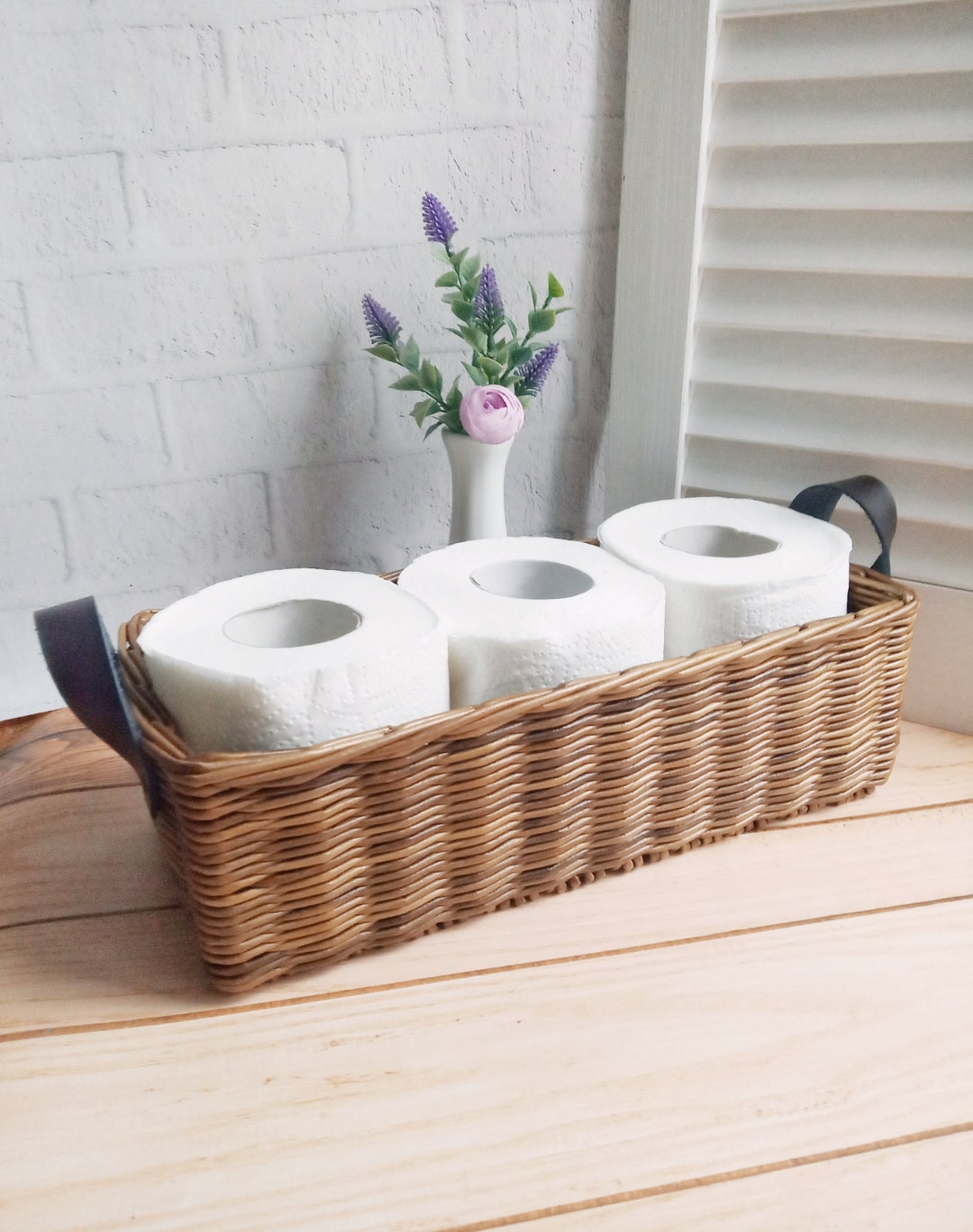 Wicker Rectangular Toilet Paper Basket in Dark Color. Toilet Paper ...