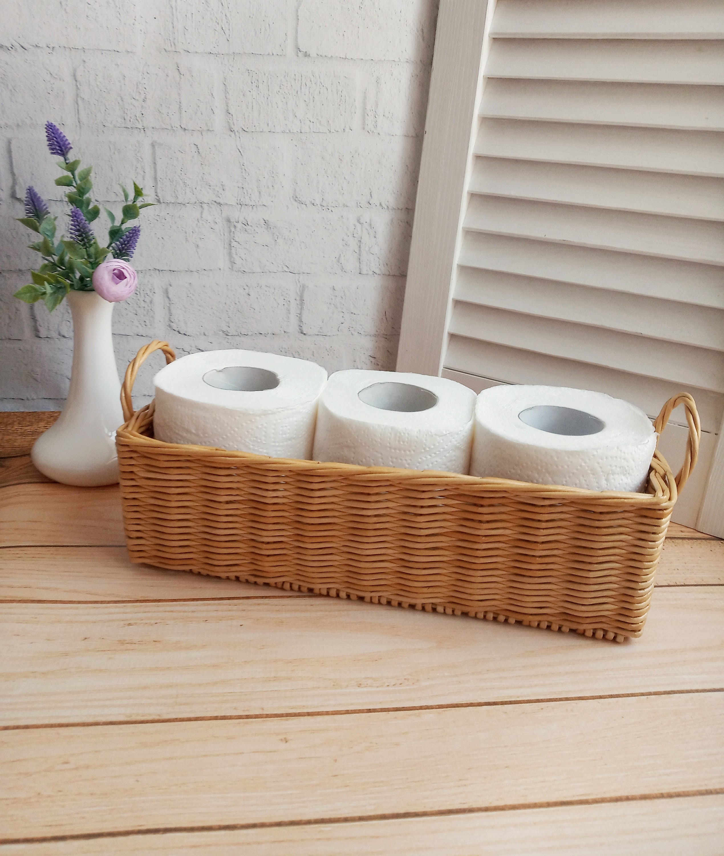 GRANNY SAYS Small Wicker Baskets for Organizing, Rectangle Toilet Paper  Storage Baskets, Towel Baskets for Bathroom Organizing, Back of Toilet  Storage