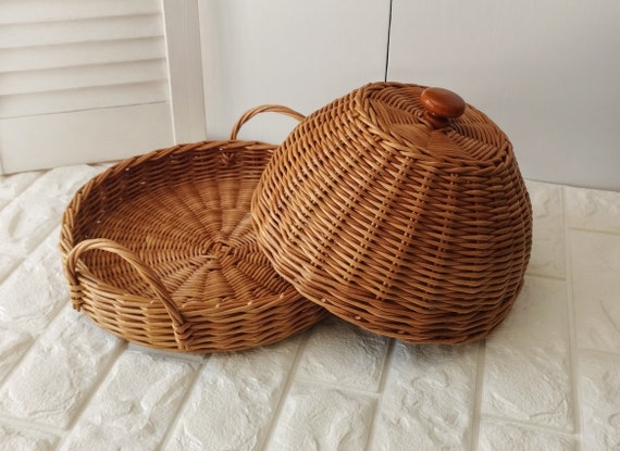 RT&BS 2 Pezzi Cesto per il pane in vimini, Cesti Natalizi per alimenti, Cesti ecologici intrecciati a mano per conservare Pane, Verdura, Frutta e Snack in Cucina, Ristorante, Negozio (Marrone, G