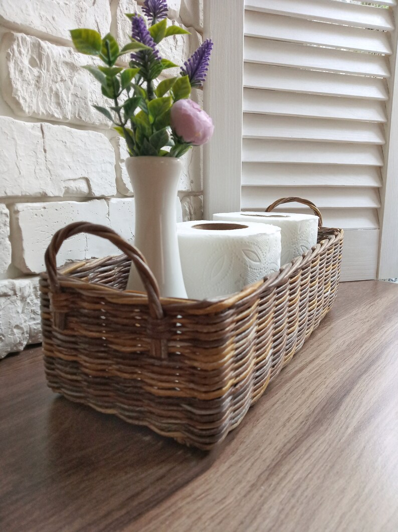 Wicker Rectangular Gray Toilet Paper Basket. Toilet Paper Etsy