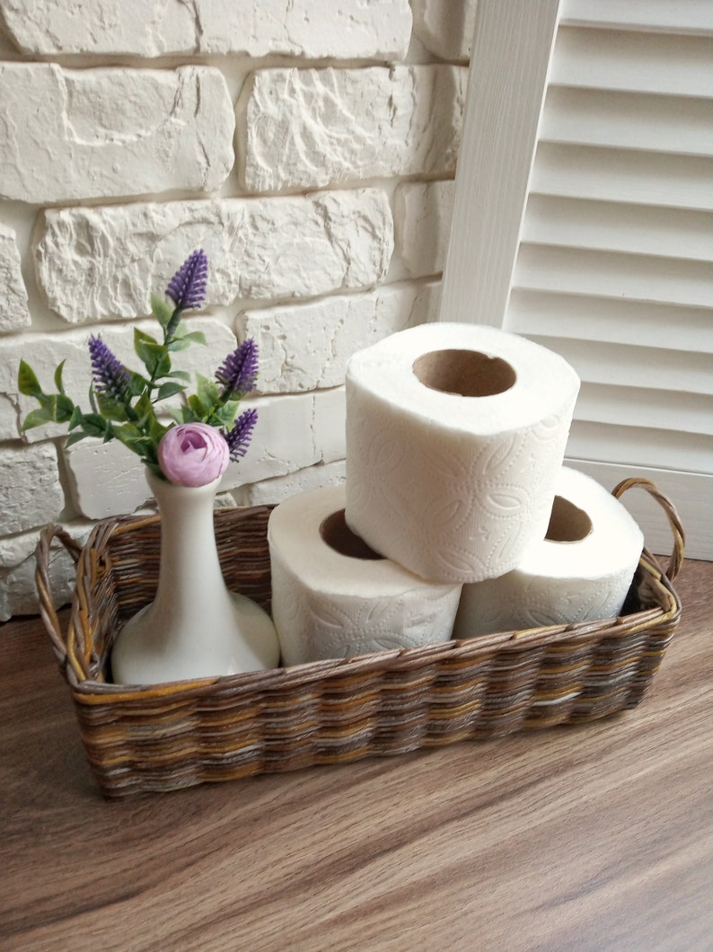 Wicker Rectangular Gray Toilet Paper Basket. Toilet Paper Etsy