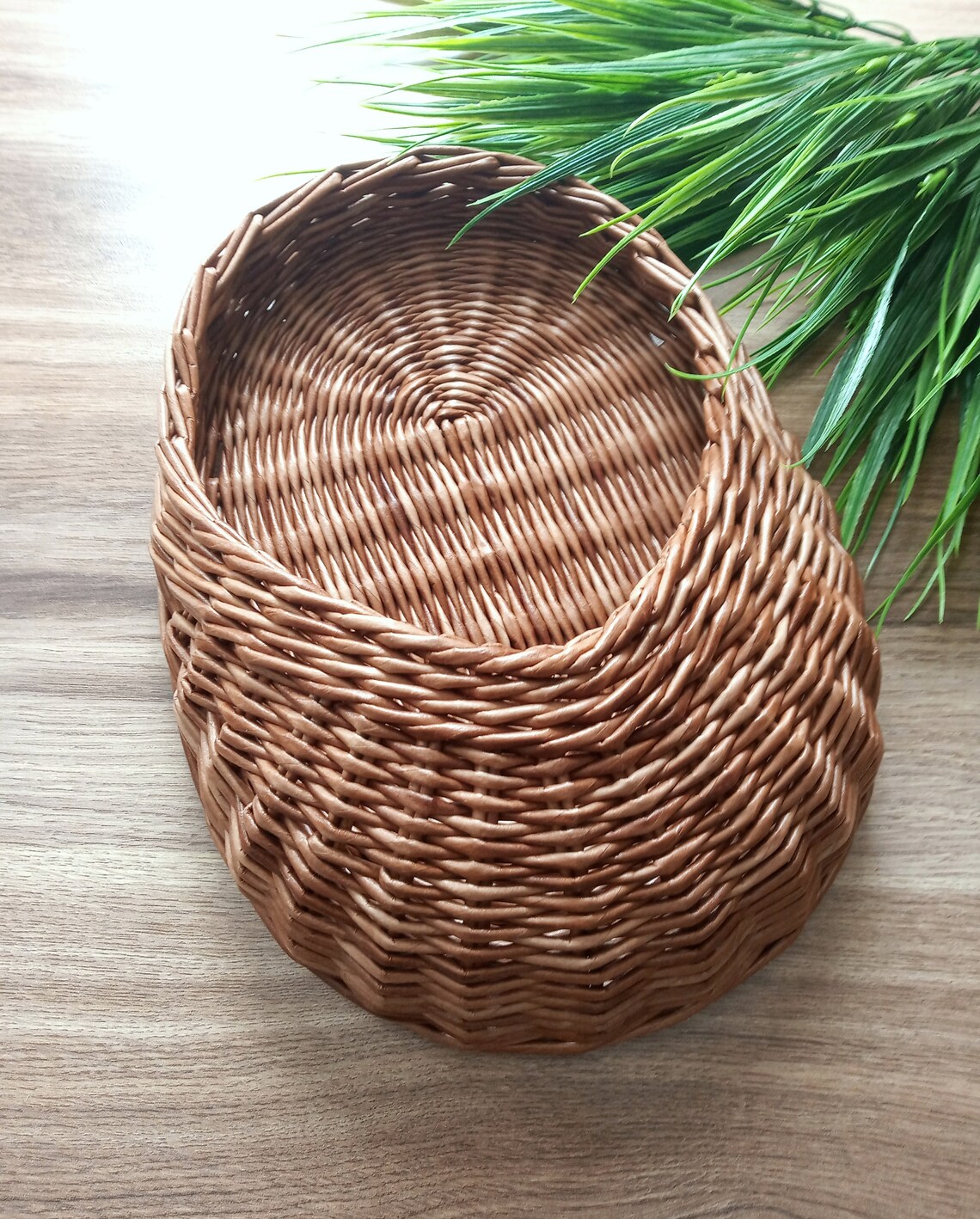 A small wicker hanging basket with a flat back wall can be Etsy