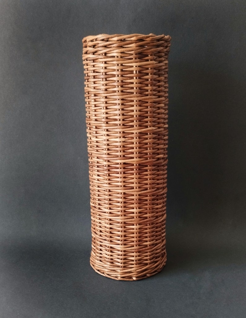 Wicker vase for flowers. Basket for artificial or dried flowers. Decorative jug for home decoration. 3