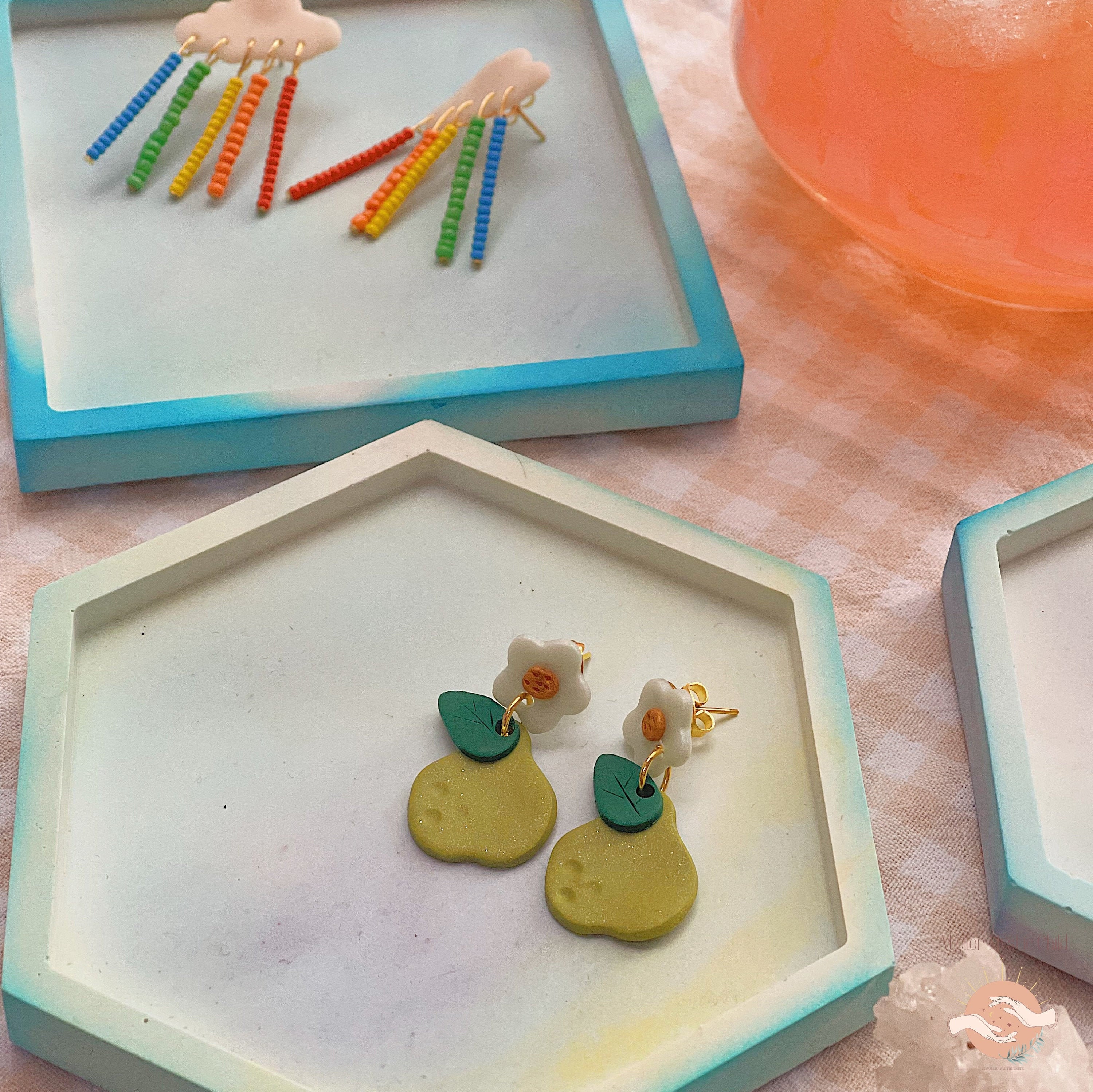 Coupelle Carré en Céramique Marbre Arc-En-Ciel