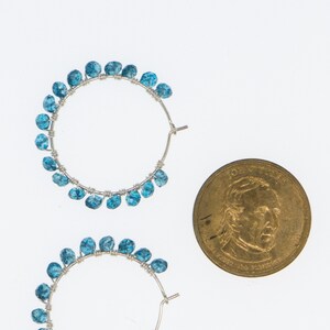 Boho London Topaz hoop earrings, made with authentic Topaz, sterling silver ear wires, Gift For Her