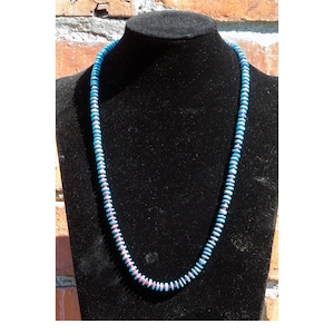 Boho Bright Blue Turquoise and authentic Red Ruby 22inch necklace/bracelet, with matching .925 silver dangle earrings, Gift For Her