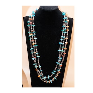 Contas de disco turquesa de fio triplo Boho, colar heishi de ostra espinhosa marrom e ostra espinhosa laranja, cores 100% naturais, presente para ela (ou ele)