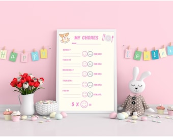 Kids Chore Chart - printable - parenting tools - education - housework - child discipline - organisation - 2022