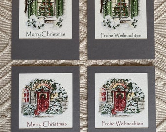 4er Set Grußkarten, Polaroidformat, Weihnachtskarten, Postkarten, Aquarell, Kunstdruck, Watercolour, Weihnachten, Winter, festlich