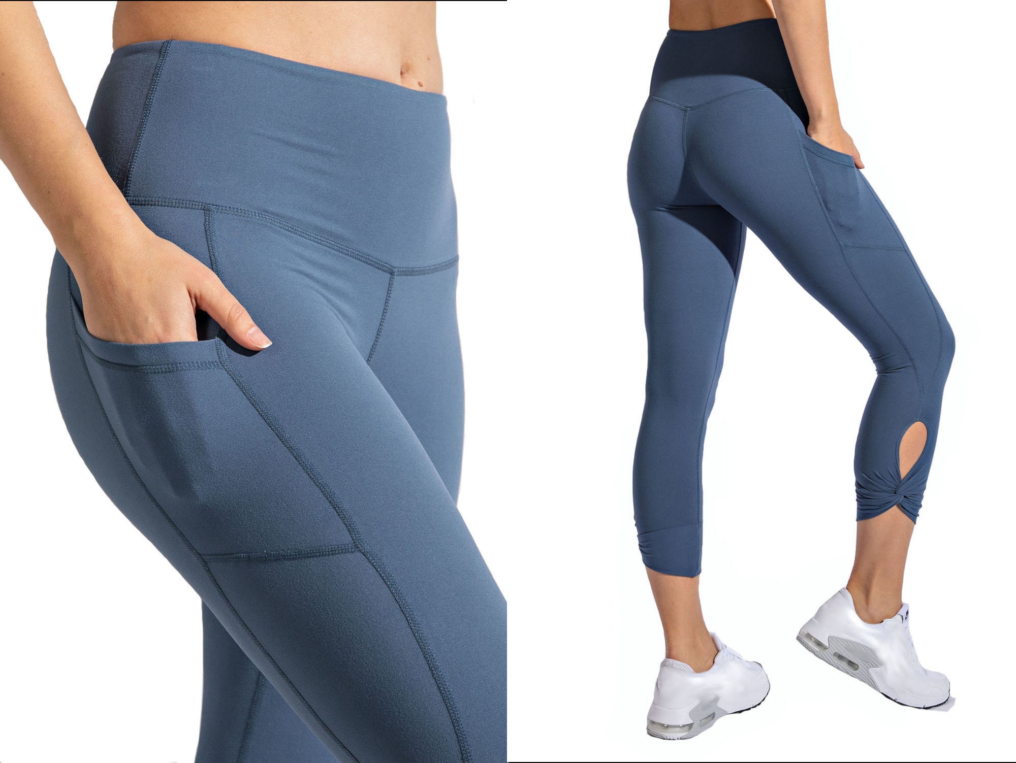 High Waist Capri Butter Yoga Leggings With Side Pocket - Etsy