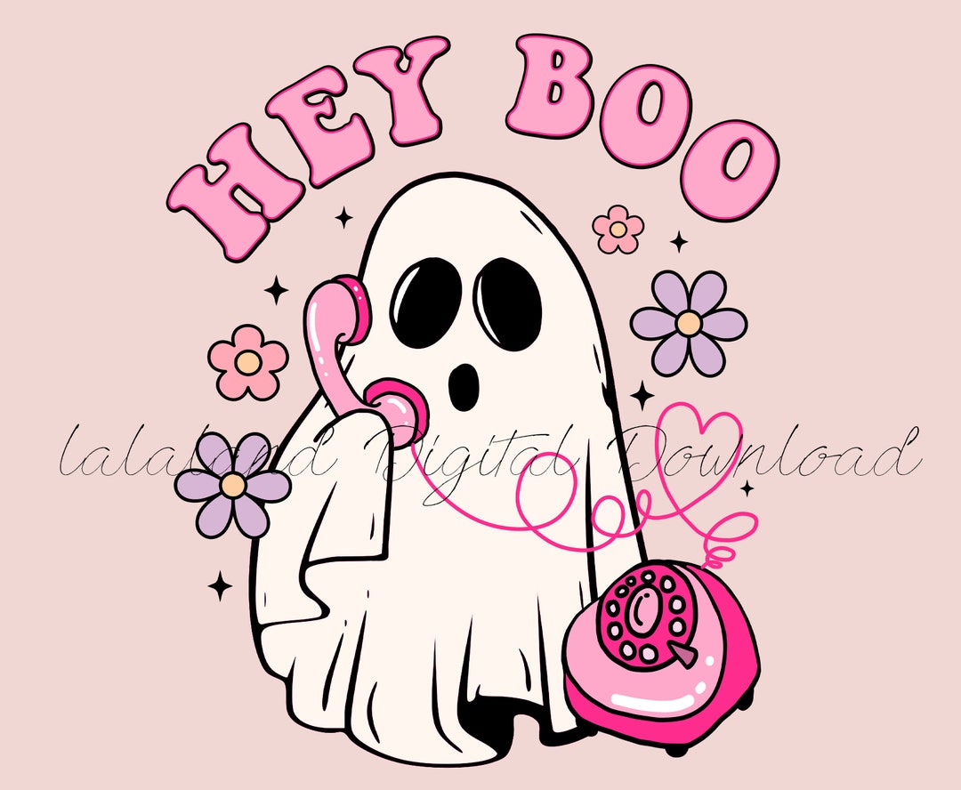 Hey Boo Png Retro Halloween Png Halloween Pink Boo Png - Etsy