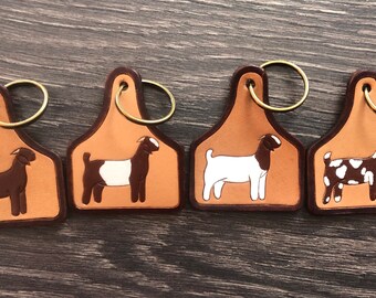 Boer Goat Cow Tag Keychain