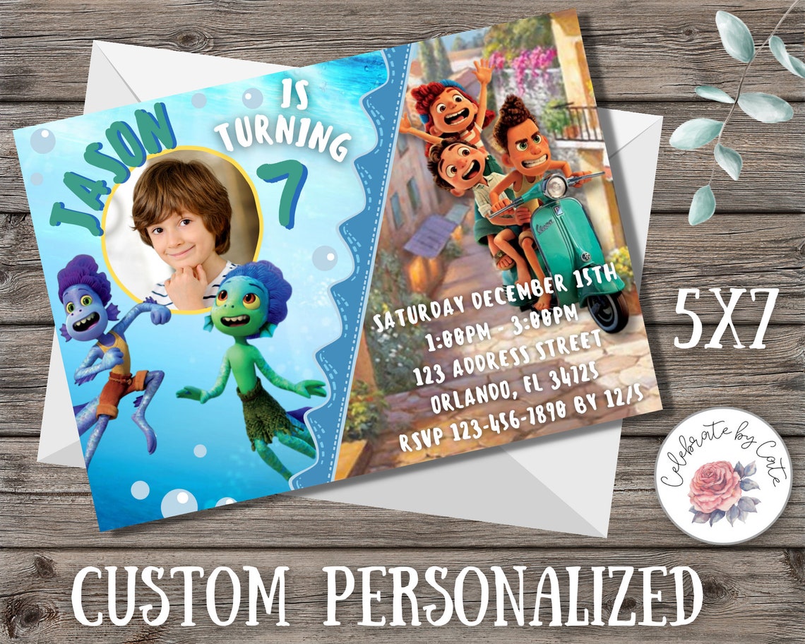 Disney Luca Birthday Party Invitation Custom Personalized