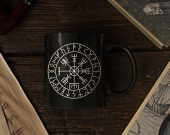 Vegvisir Mug, Viking Compass Mug, Vegvisir Coffee Mug, Viking Style, Runes, Goth Mug, Metal Coffee Mug, Goth Viking Mug, Viking Compass