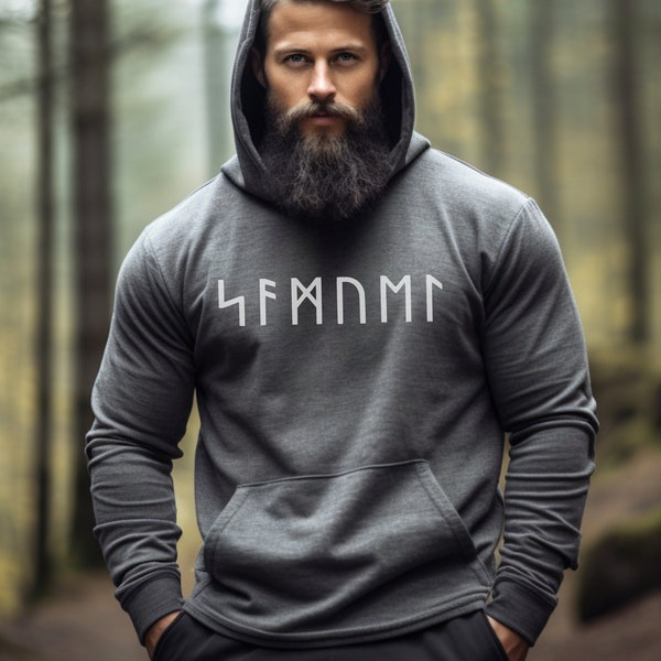 UW NAAM in ECHTE Futhark Runes Unisex Hoodie, Nordic Hoodie, Viking Hoodie, Goth Hoodie, Rune Gift, Wikinger, Noorse kleding, Metal Hoodie