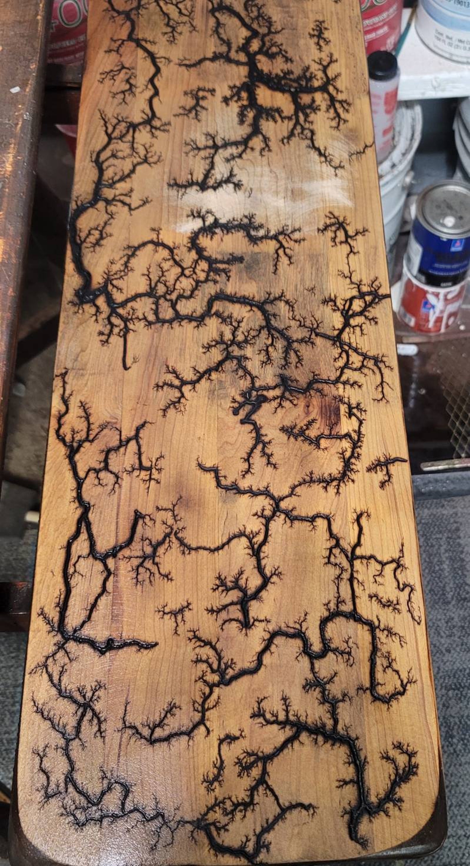 Lichtenberg Fractal Burn Live Edge Epoxy Resin Oak Maple Etsy